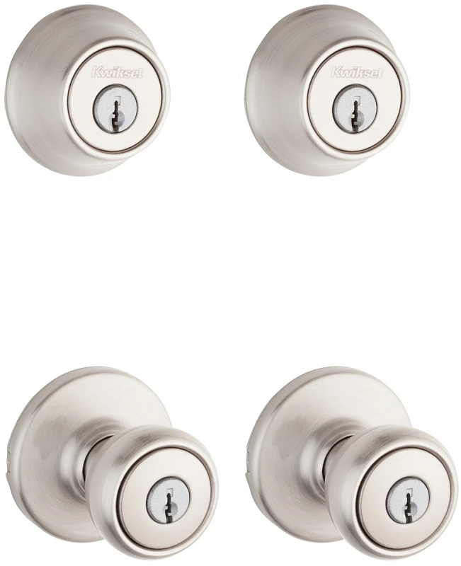 Combo Lockset in Satin Nickel Finish with Keyed Entry and Interior Thumb Turn