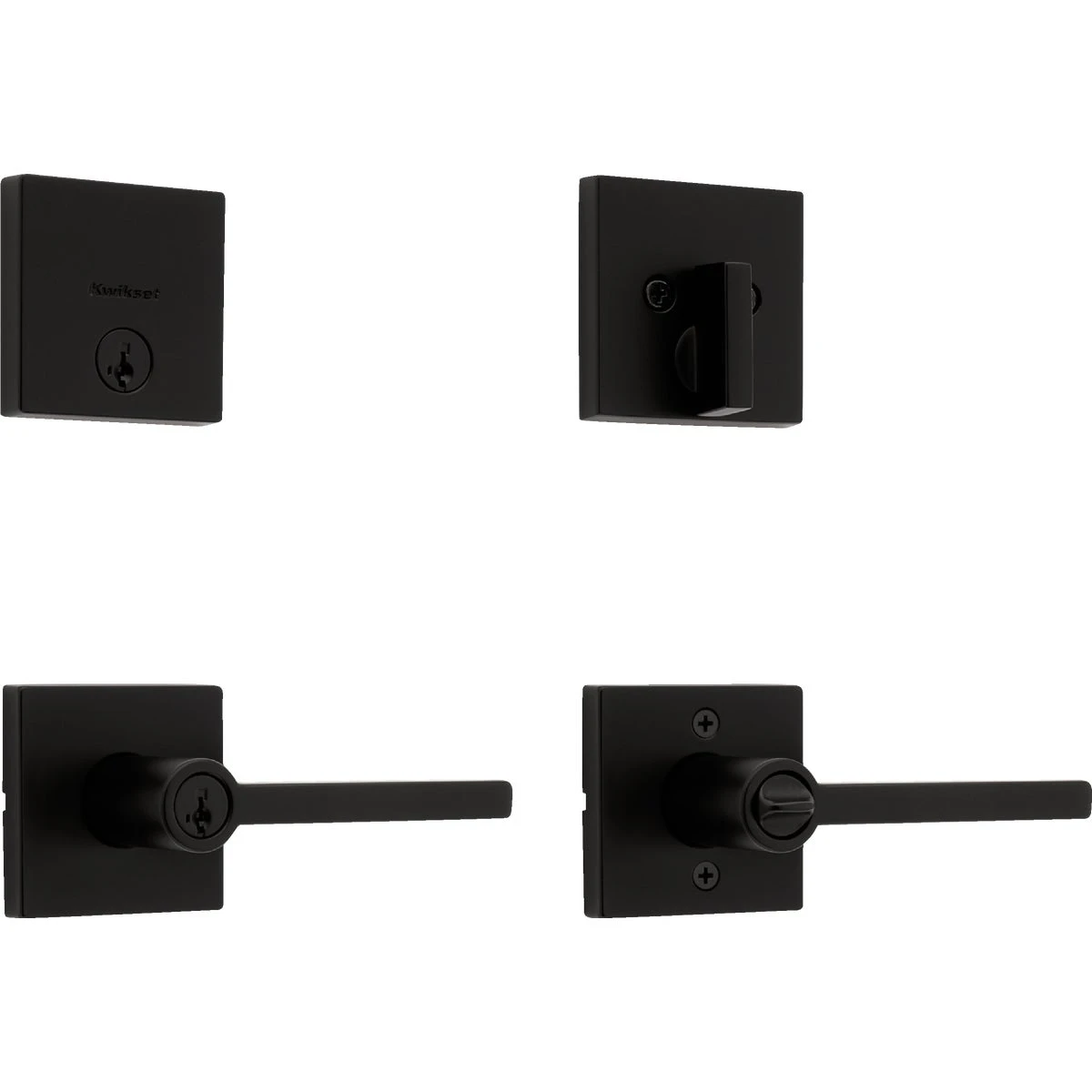 Halifax Matte Black Deadbolt And Door Lever Combo With Smartkey Security