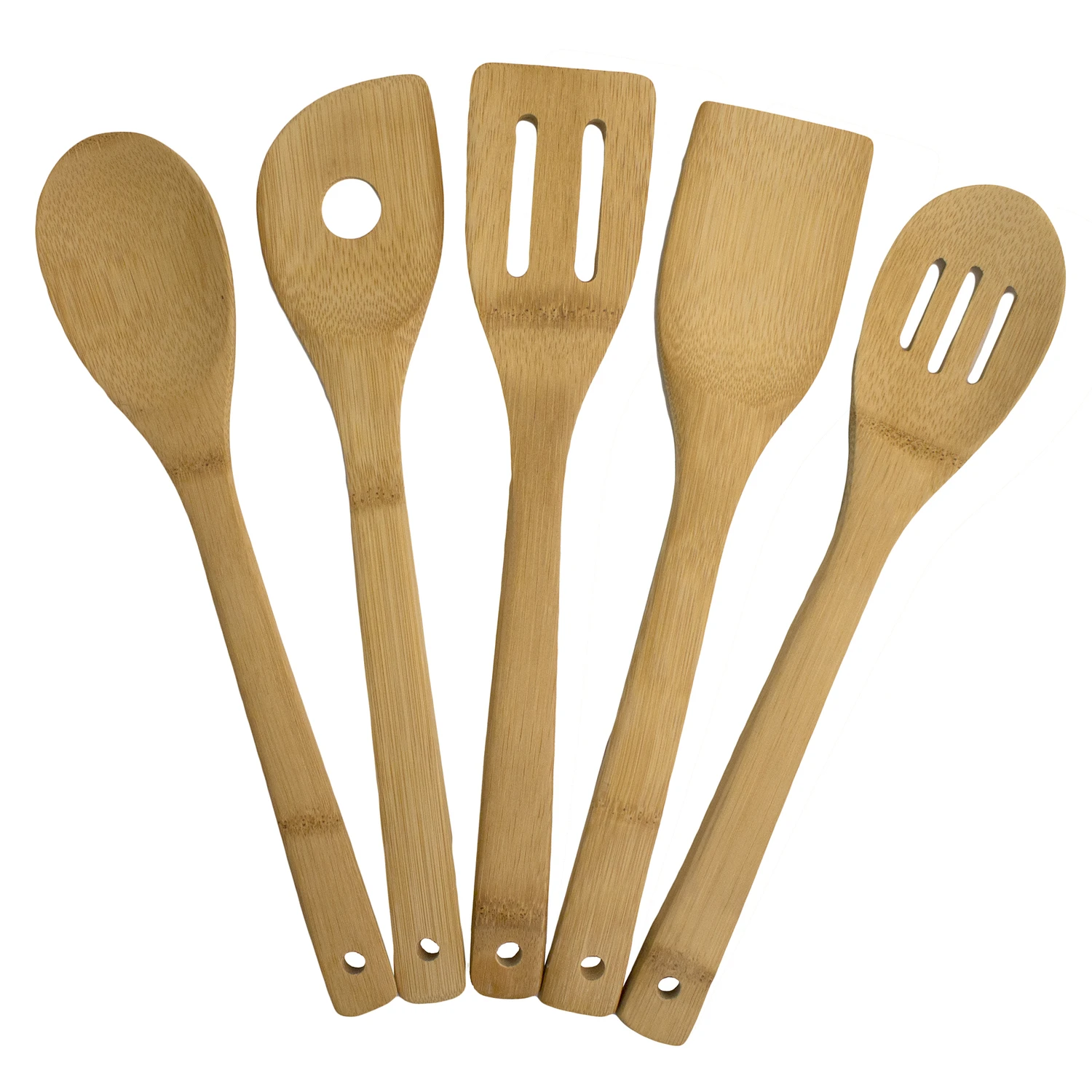 Brown Bamboo Utensil Set - 5 Pieces, 12 Inches Long