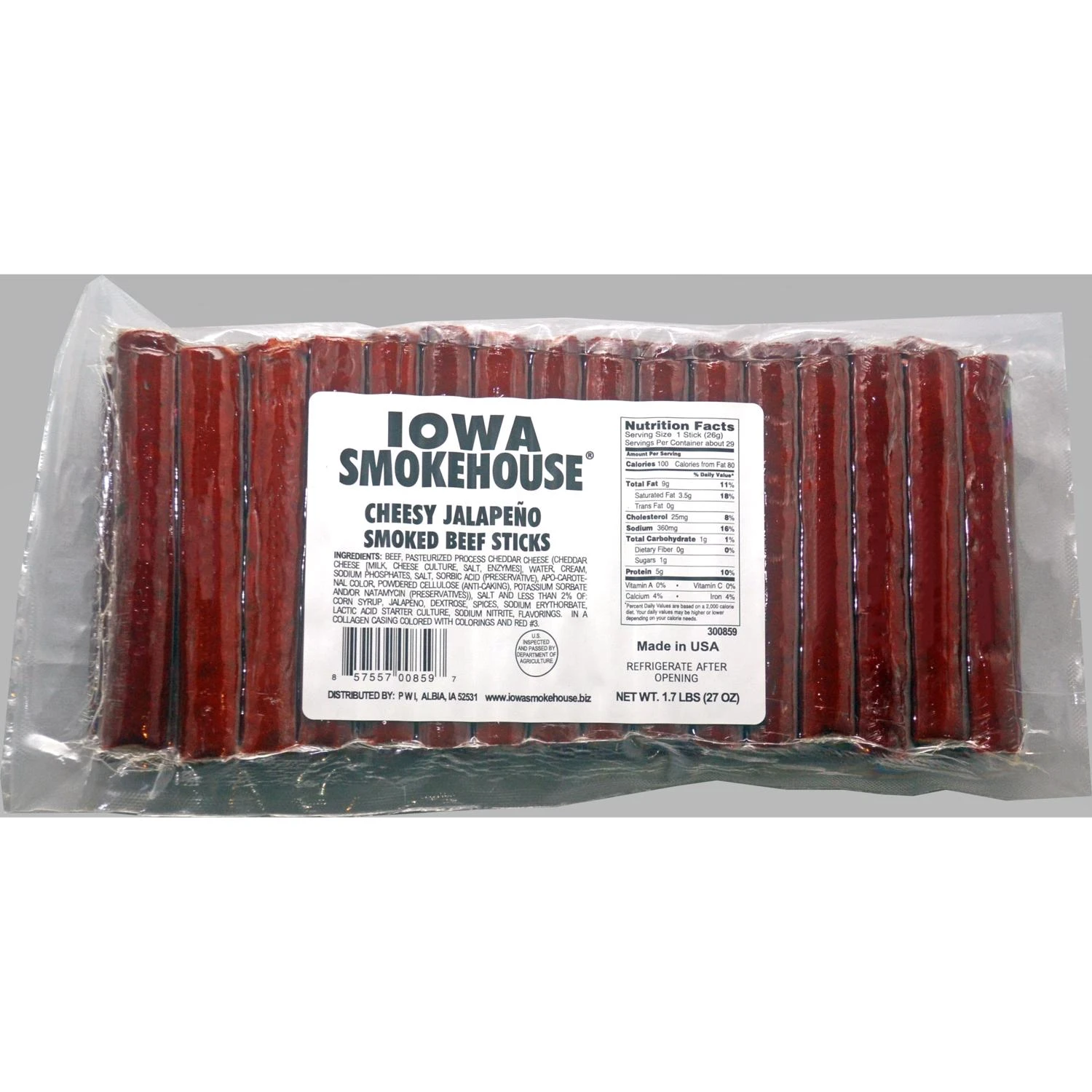 Cheesy Jalapeno Smoked Beef Sticks 27 Ounce Packet