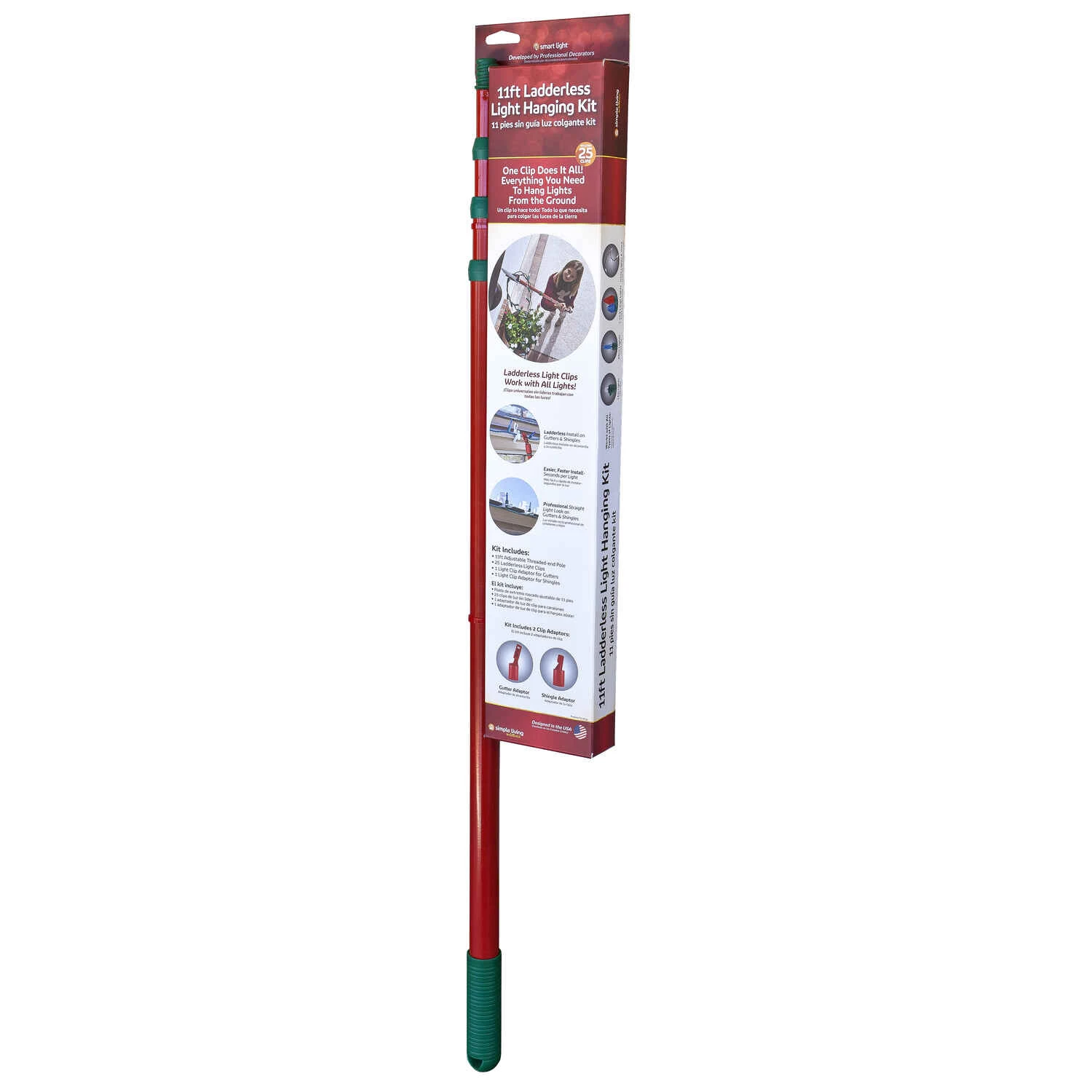 11 Ft. Ladderless Light Hanging Tool With Clips And Adapters