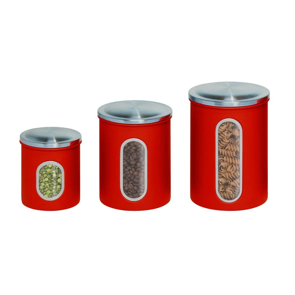 Storage Canisters, Red Metal, 3-Pk.