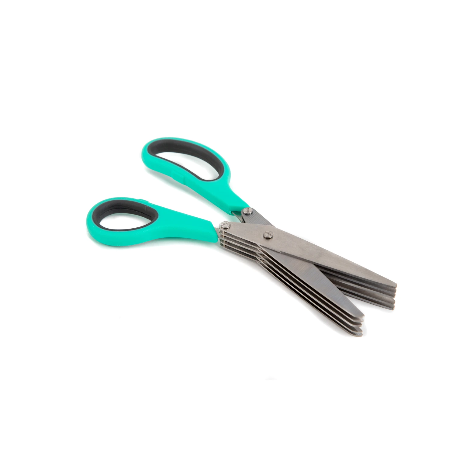 Sea Mist Stainless Steel Herb Scissors With Non-slip Grip Handles