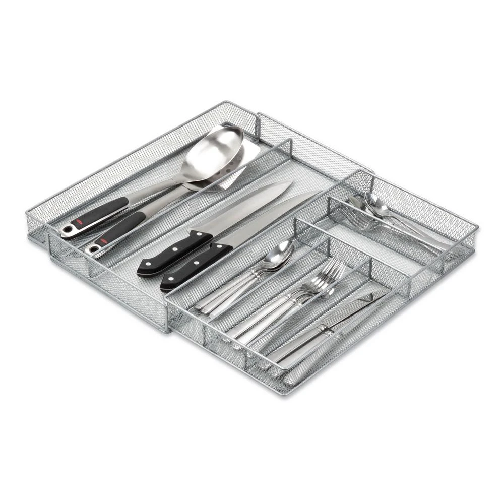 Expandable Silver Steel Mesh Drawer Organizer, 16.5 X 20.25 X 2-inches