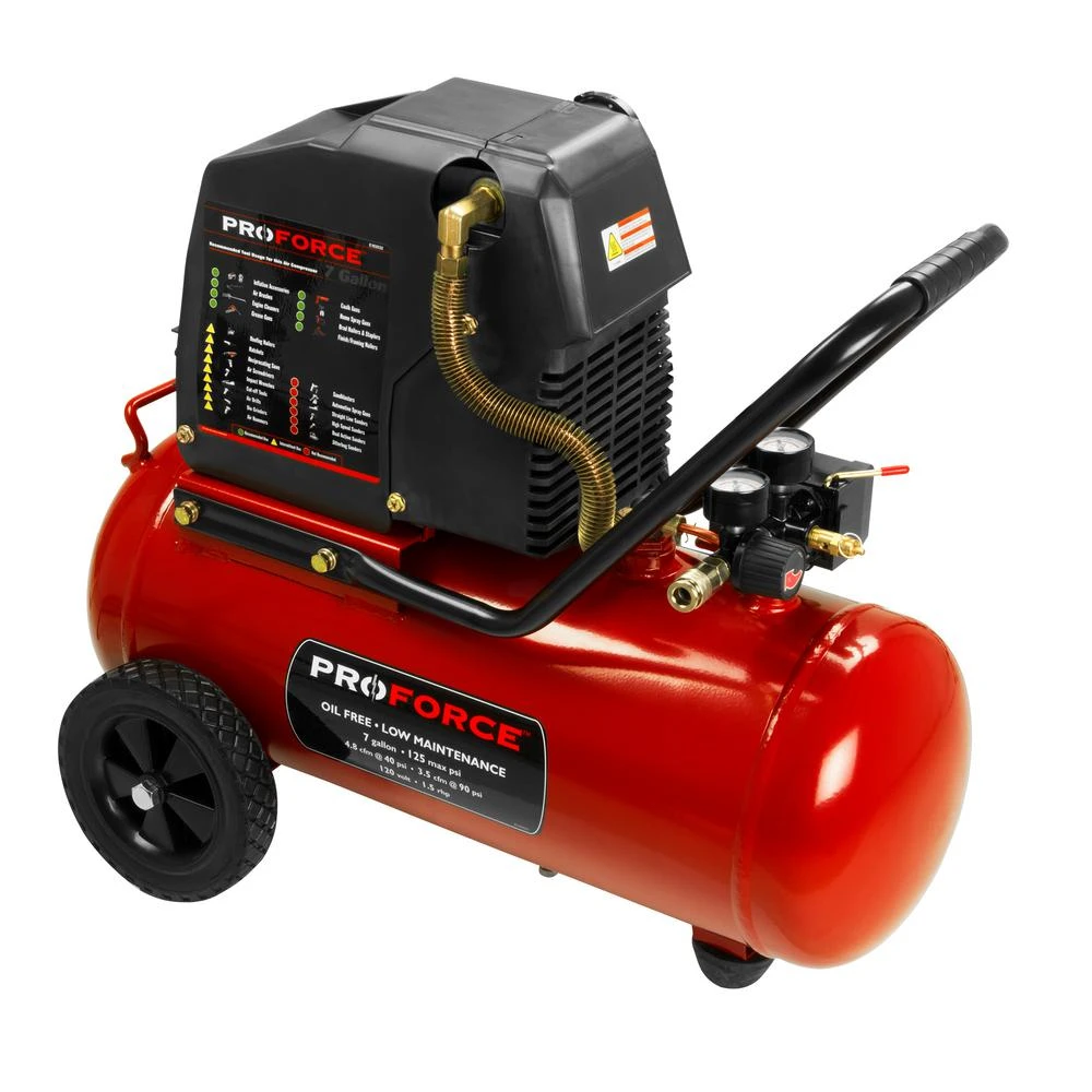 7 Gallon Horizontal Direct Drive Oil Free Air Compressor Kit, 120v