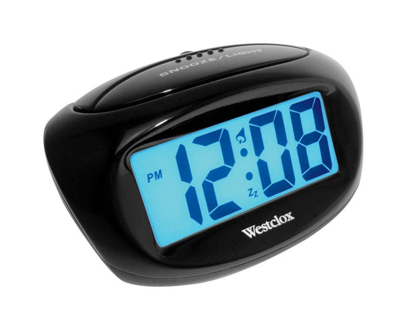 Black LCD Digital Alarm Clock with Large Display and Snooze Function