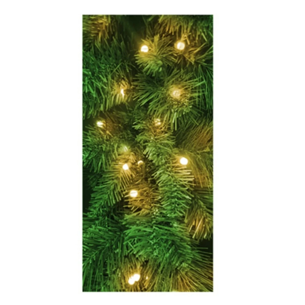 Pre-Lit Mountain Spruce Garland, 100 Twinkling Warm White LED Lights, 6-Ft.
