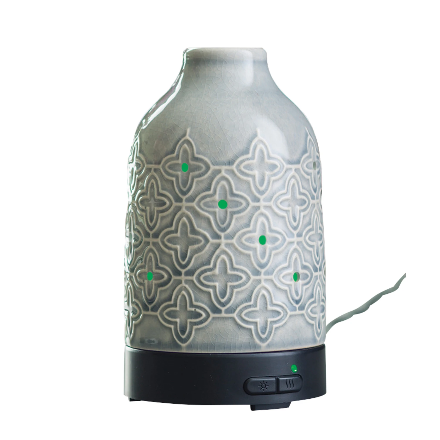 9.3 In. H Gray Ceramic Ultrasonic Essential Oil Diffuser With 100ml Capacity