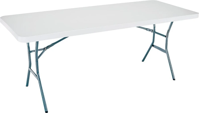 6 Ft. X 30 In. White Granite Fold-in-half Table With Steel Frame