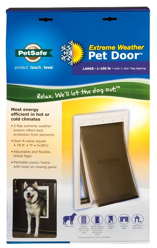 Large Extreme Weather Pet Door For Pets Up To 100 Lbs, Model Ppa00-10986
