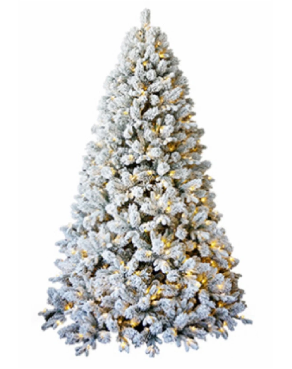 Feel Real Snowy Wesley Pine Artificial Pre-lit Christmas Tree, 7.5-ft, 700 Clear Lights