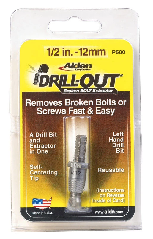 Power Extractor 12mm 1/2-inch M2 Hss Double Ended Bolt Extractor 1 Pk