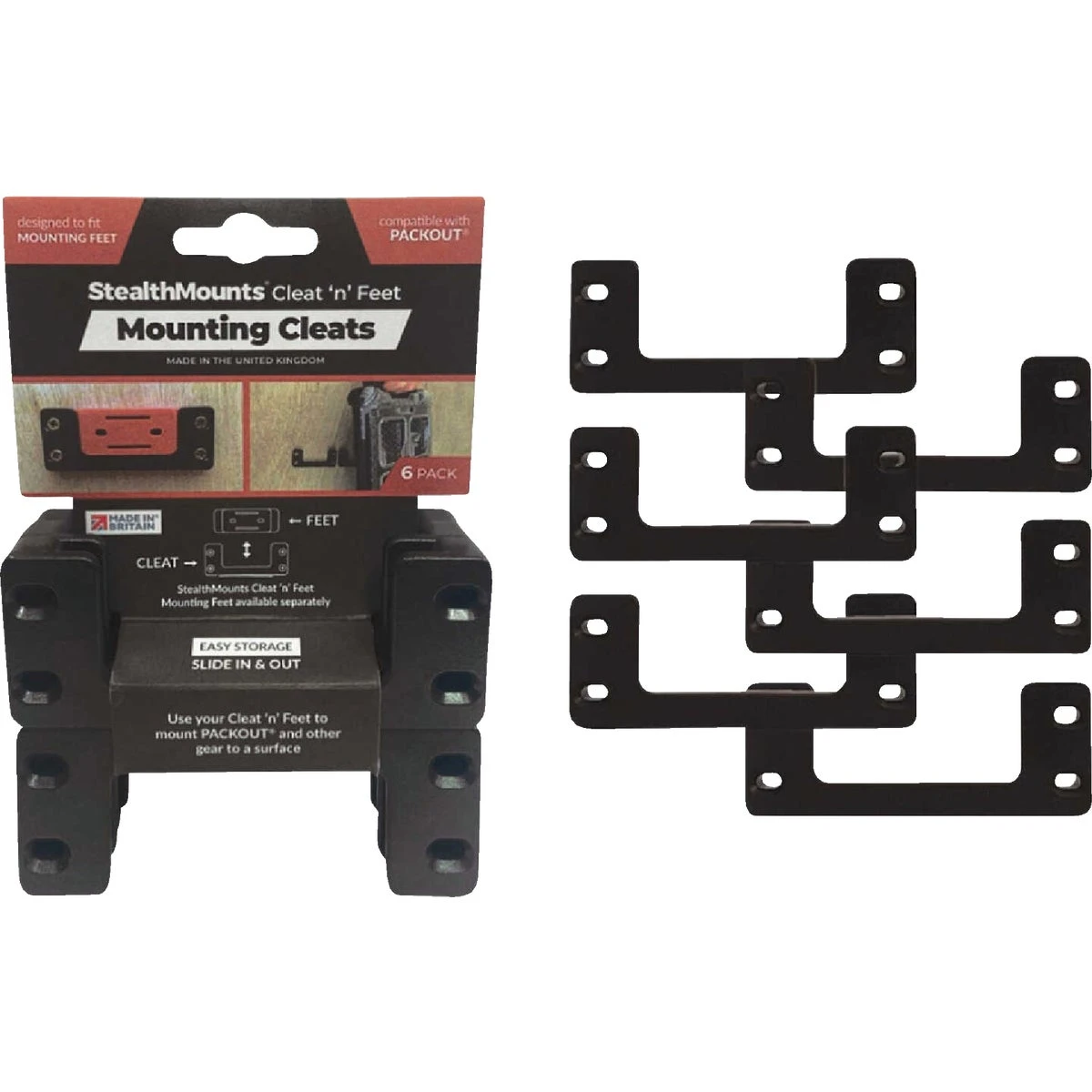 StealthMounts Mounting Cleats Compatible with Milwaukee Packout; Black ABS Packout Holder 6 pk
