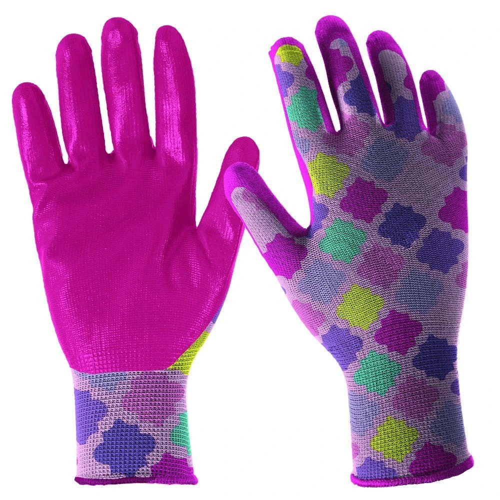 Youth Girls Nitrile Dipped Garden Gloves - Comfortable Stretch Knit, Latex Free, Machine Washable
