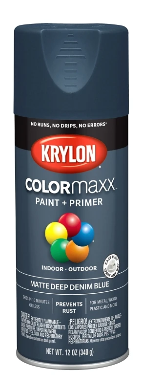 Colormaxx Deep Denim Blue Matte Spray Paint, 12 Oz - Rust Protection