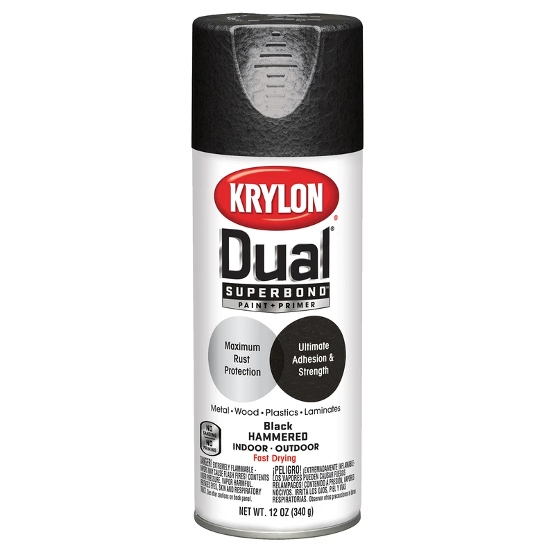 Dual Hammered Black 12 Oz. Paint And Primer Spray Paint For Versatile Surfaces