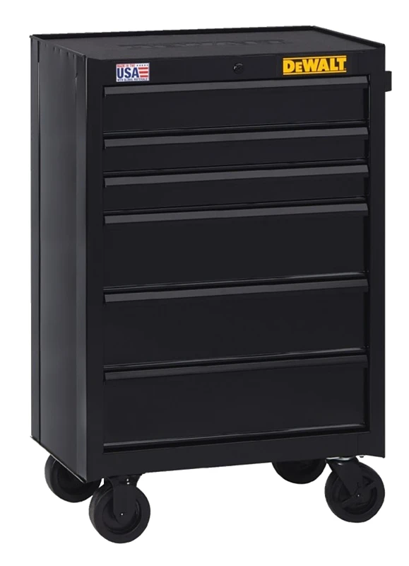 26 Inch Rolling Tool Cabinet, 6-drawer, Double Wall Steel Construction