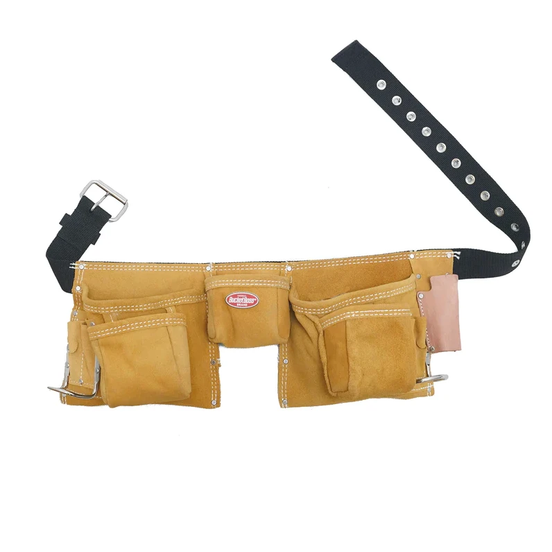 11 Pocket Suede Leather Carpenters Apron With Adjustable Belt