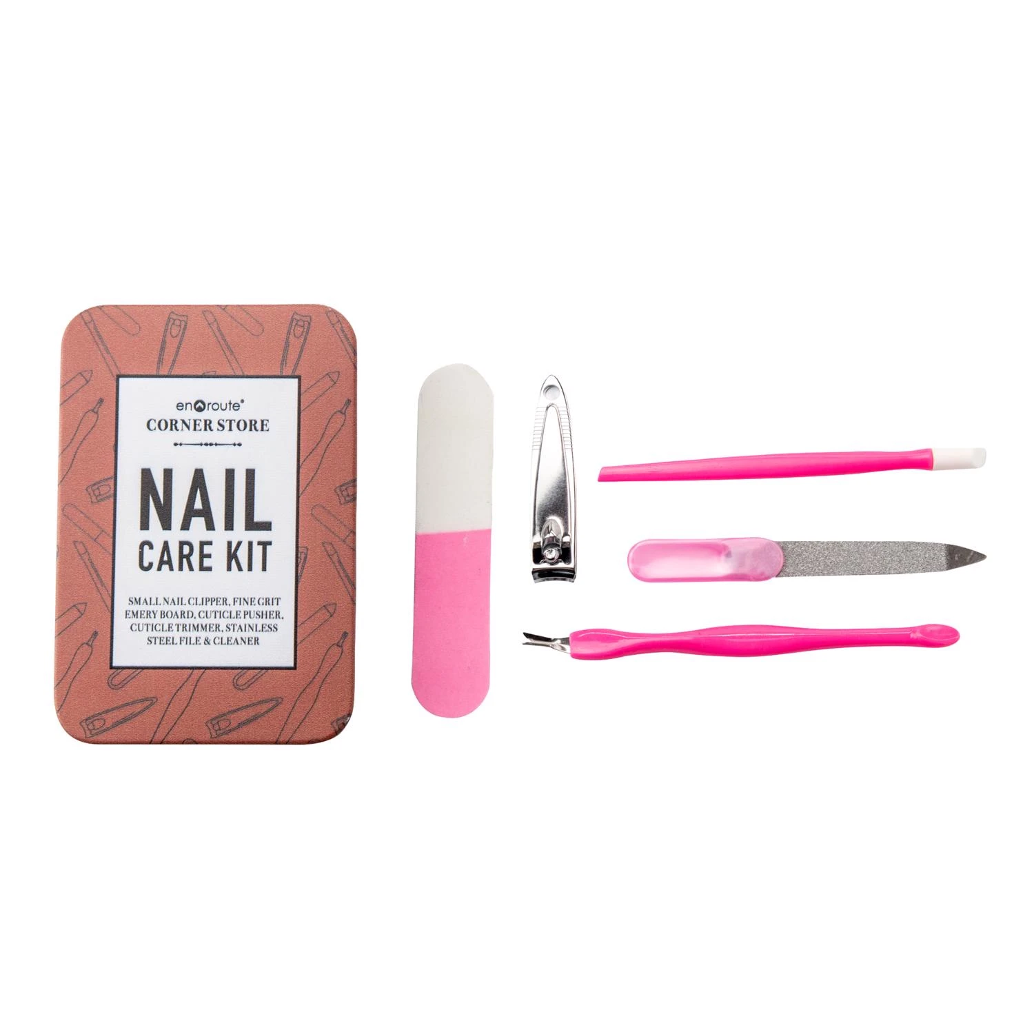 Corner Store Pink Nail Care System 5 Piece Set With Carrying Case