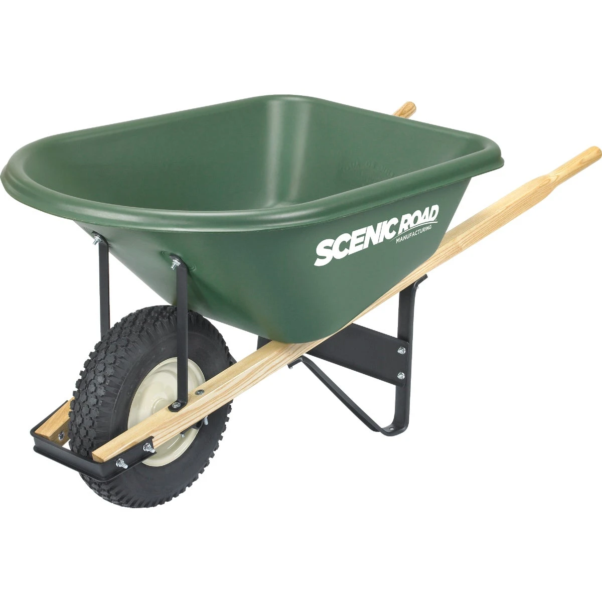 Polyethylene Wheelbarrow with Knobby Tire, 6 Cubic Feet Capacity