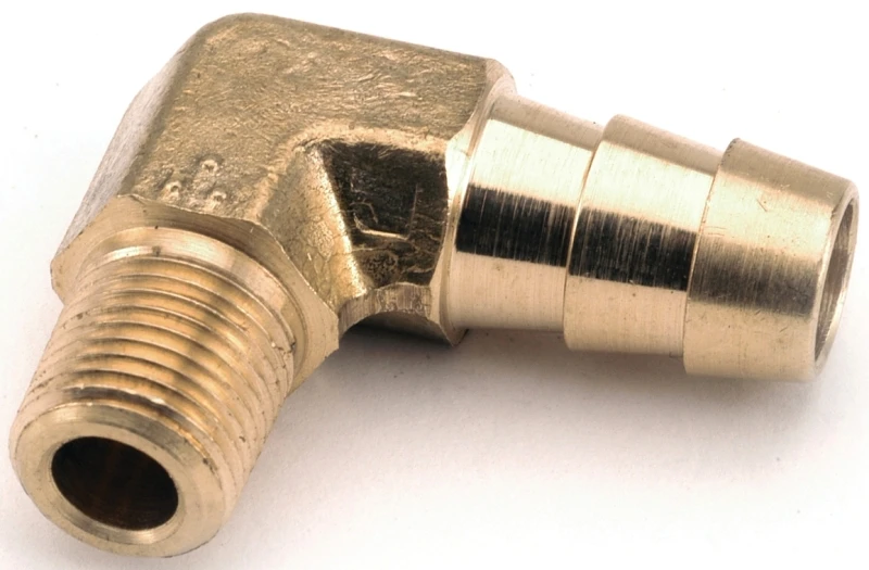 Brass Barb Insert Elbow Fitting, 3/8 In. Hose X 1/4 In. Male Pipe Thread