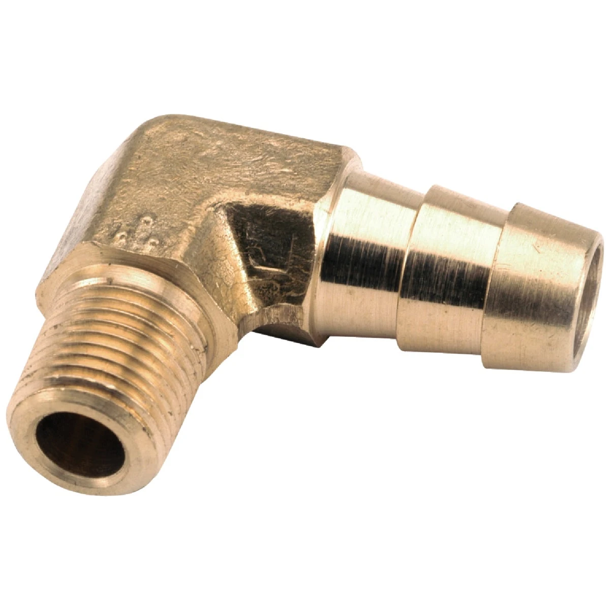 Brass Barb Insert Elbow Fitting, 90 Degree, 3/8 Inch Hose Inner Diameter by 3/8 Inch Male Pipe Thread