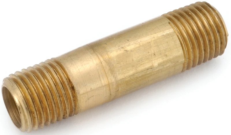 Lead Free Yellow Brass Nipple, 1/8 X 2 Inches, Anderson Metals Model 736113-0232