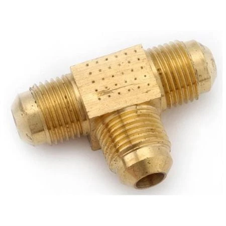 Brass Flare Tee Fitting, 3/8 Inch X 3/8 Inch X 3/8 Inch