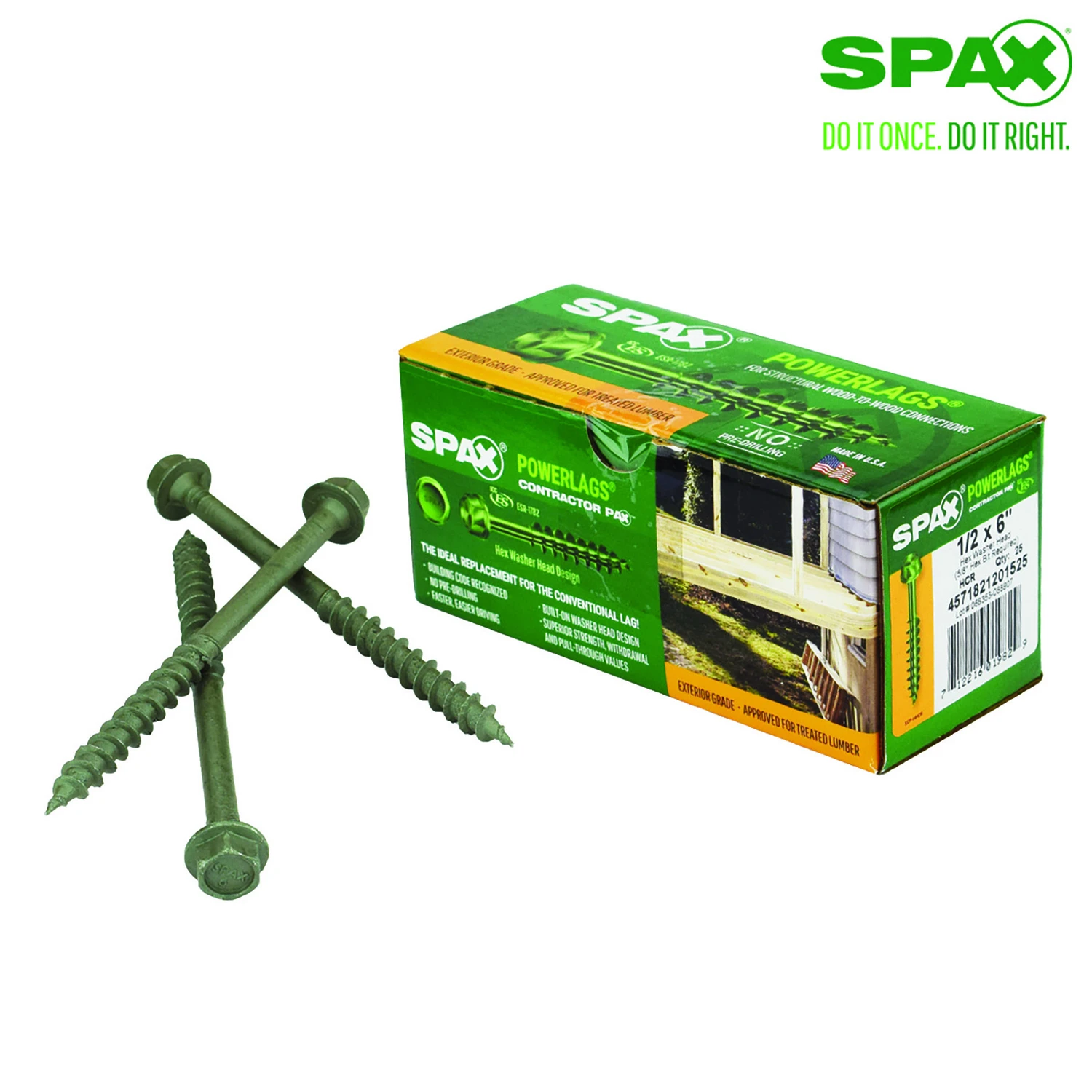 Spax PowerLags 1/2 In. x 6 In. Hex Head Exterior Structure Screw (25 Ct.)