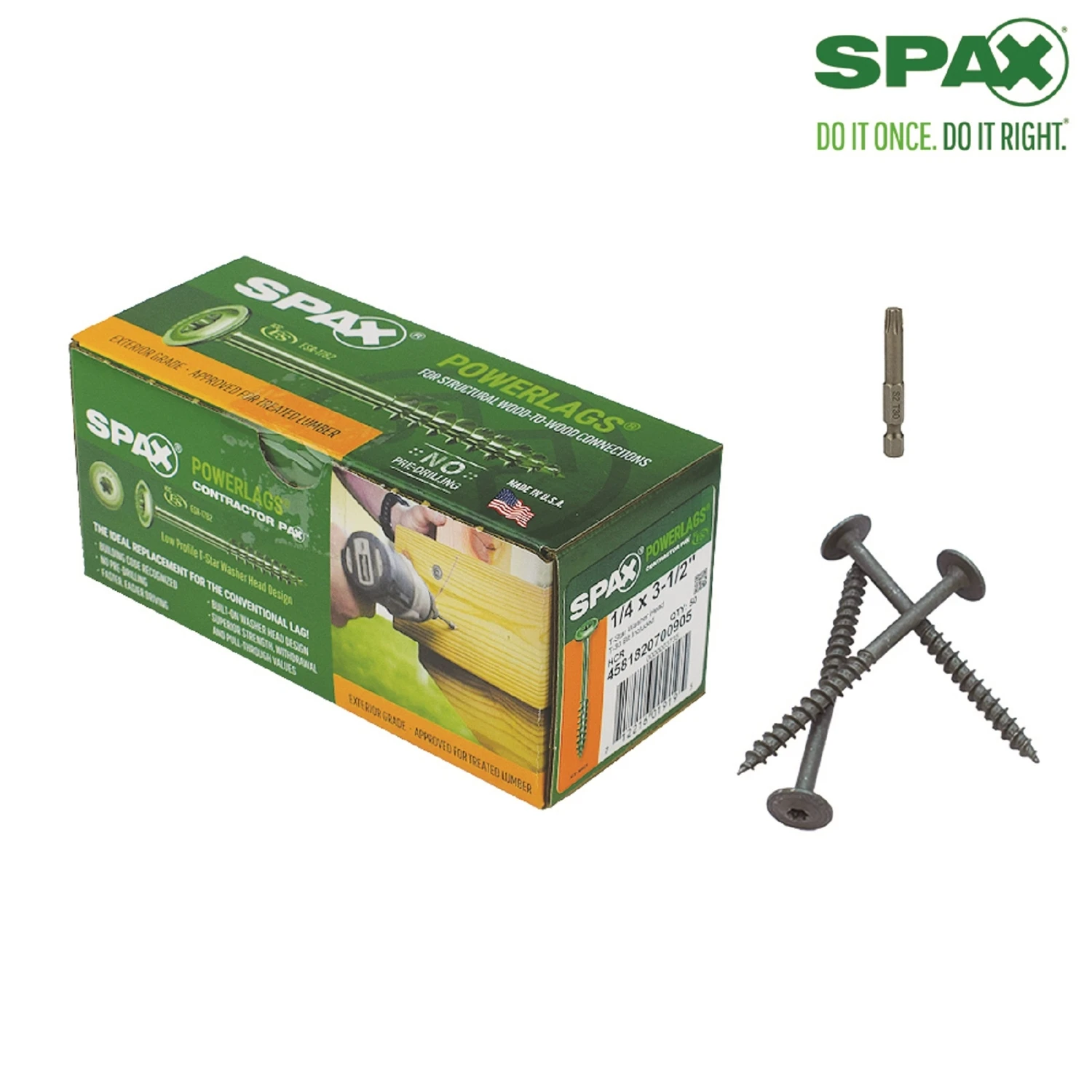 Powerlags 1/4 In. X 3-1/2 In. T-30 Washer Head Exterior Screws 50 Pk