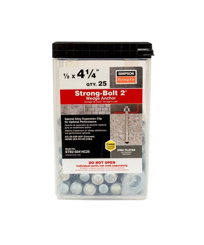 Strong-Bolt Wedge Anchor, 1/2 x 4-1/4 In., 25-Pk.