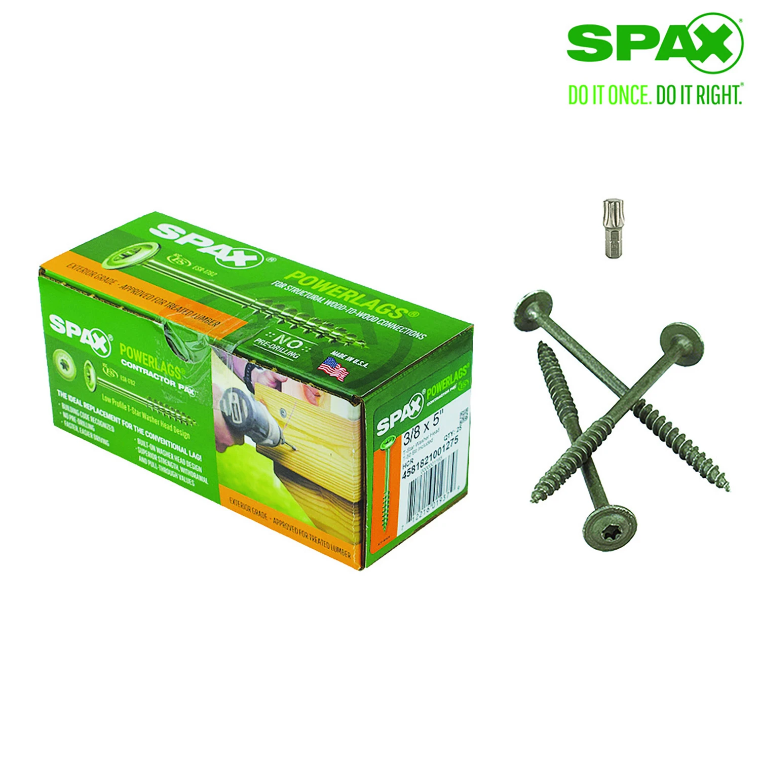 Powerlags 3/8 In. X 5 In. Washer Head Exterior Screws 25 Pk, T-star Drive