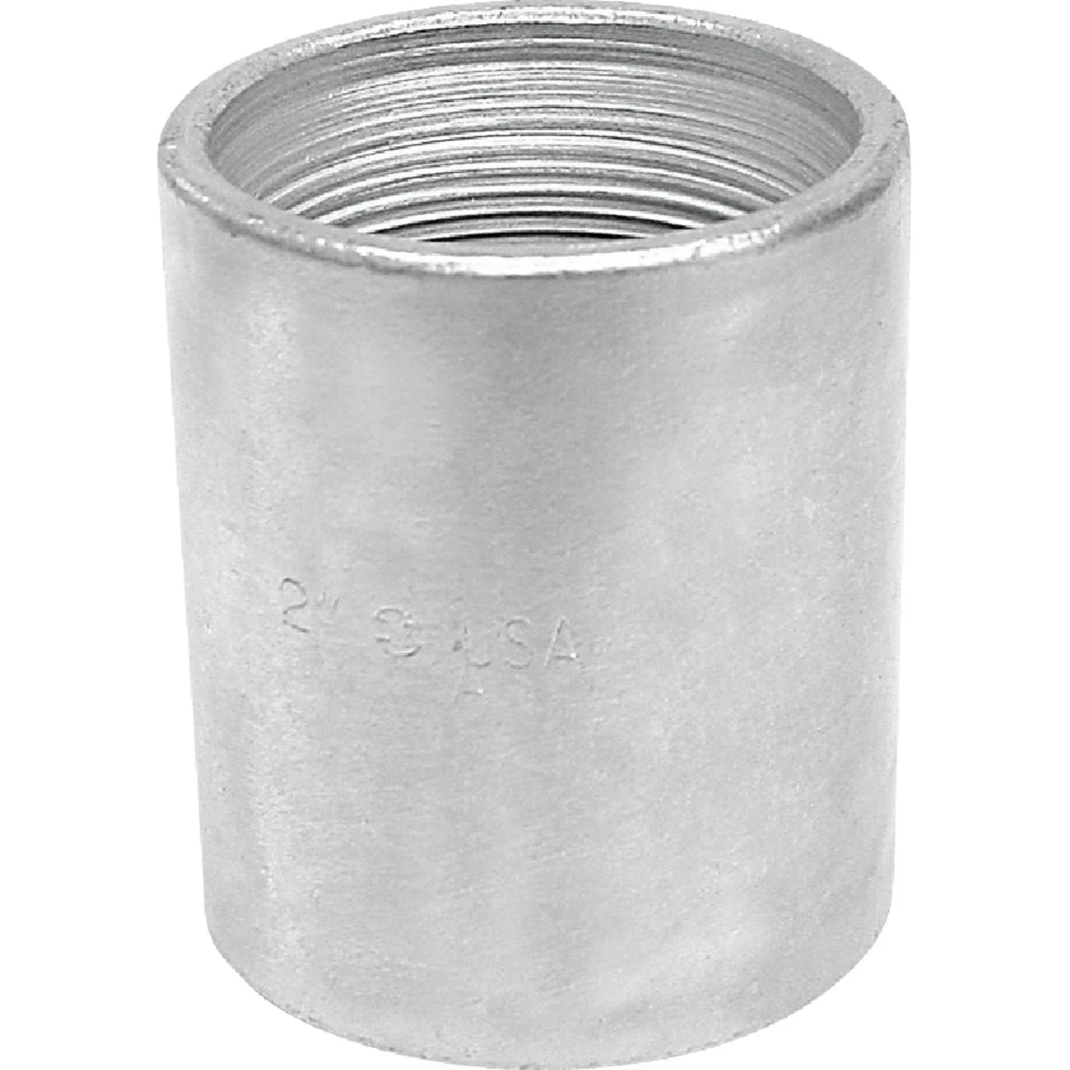 Galvanized Steel Merchant Pipe Coupling, 2 Inch Diameter, Heavy Duty