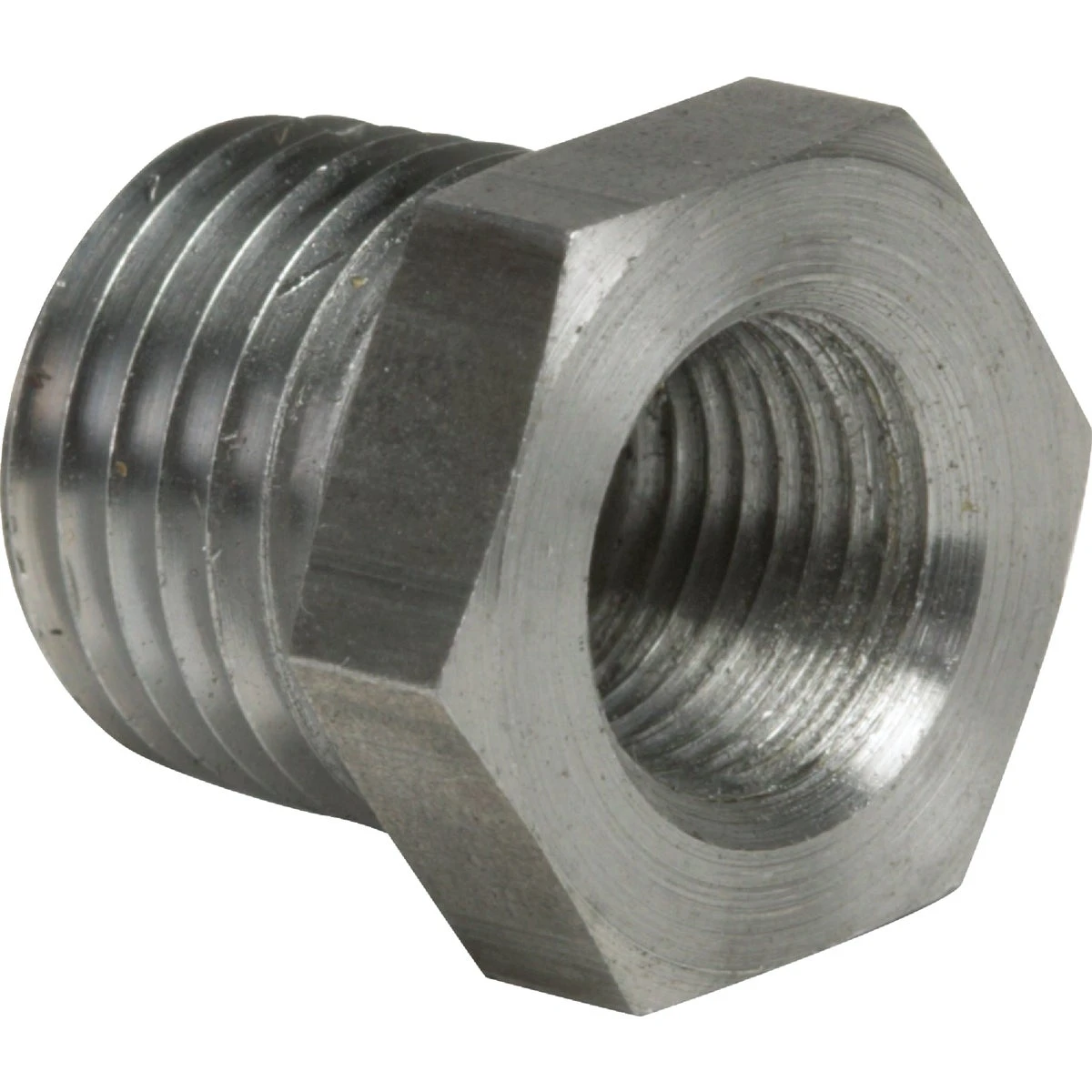 Black Steel Pipe Hex Bushing, 1/2 Inch by 1/4 Inch, Durable Threaded Reducer