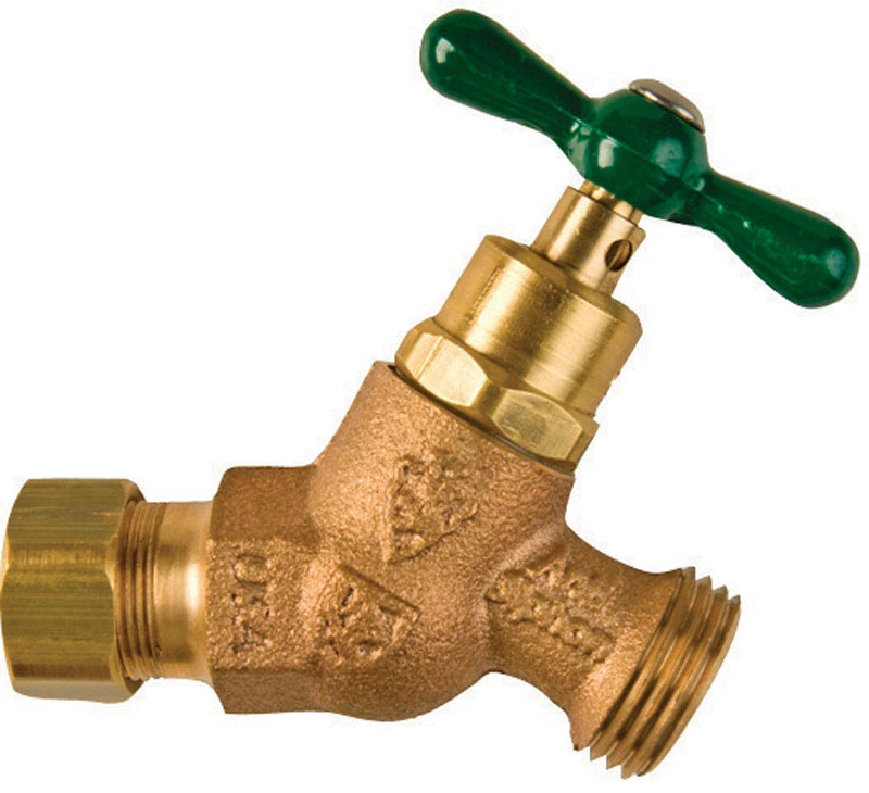 No-Kink Hose Bibb with Vacuum Breaker, Lead-Free, 1/2 Inch Copper Compression by 3/4 Inch Hose Thread