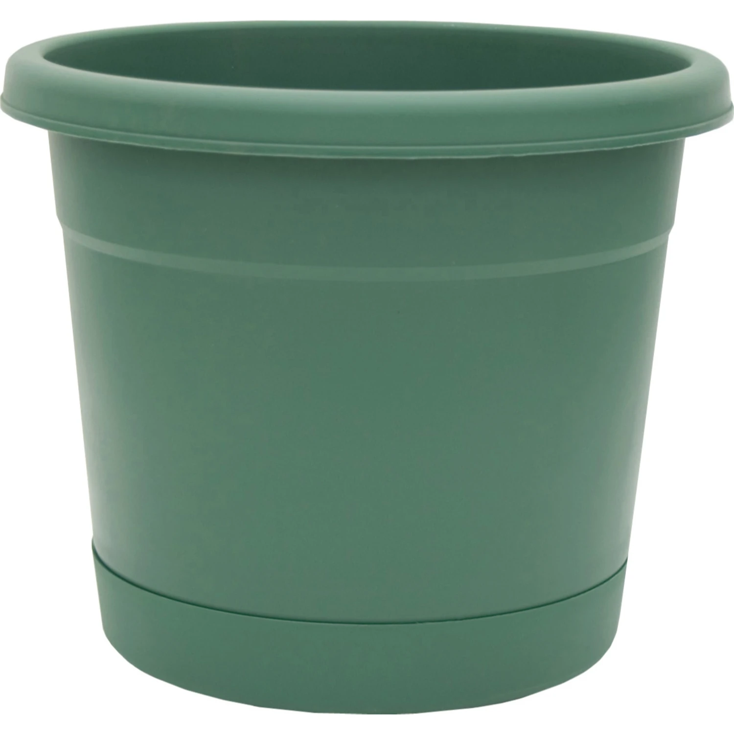 12 Inch Diameter Plastic Bucket Planter With Saucer In Two Tone Green