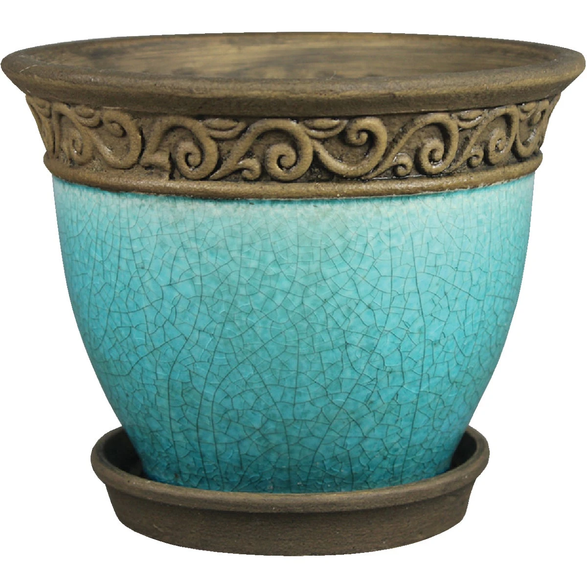 Ceramic Planter With Saucer, Cadiz/teal, 6-inch - Perfect For Indoor And Outdoor Use