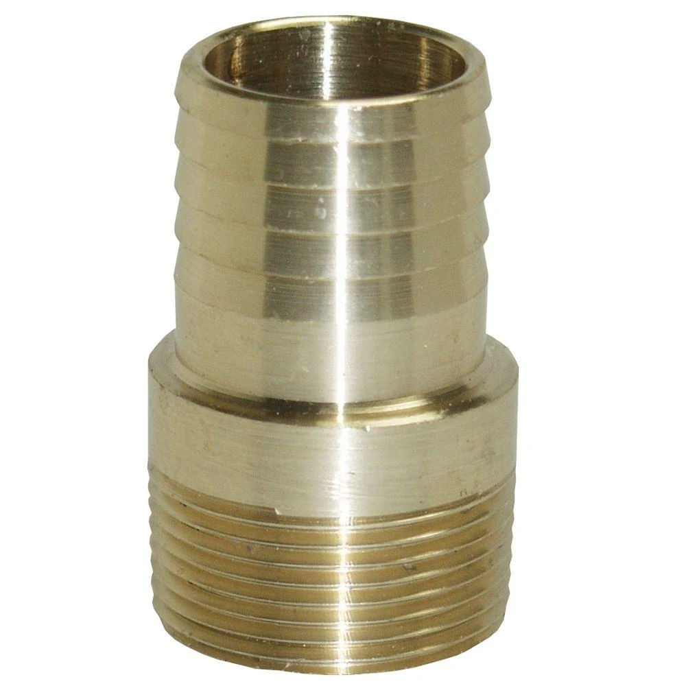 3/4 Inch Yellow Brass Male Adapter With Barbed End For Plastic Pipe Connection