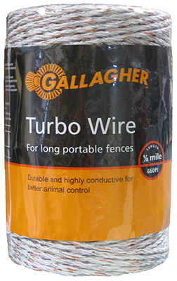Electric Fence Turbo Wire Ultra White 1/16 Inch by 656 Feet
