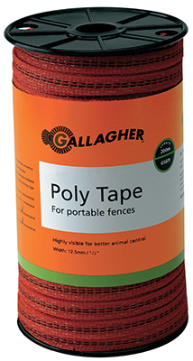 Electric Fence Polytape, Orange, 1/16-inch X 656-feet, 5 Stainless Steel Wires