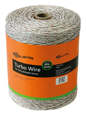 Electric Fence Turbo Wire Ultra White 1/16 Inch by 2,624 Feet