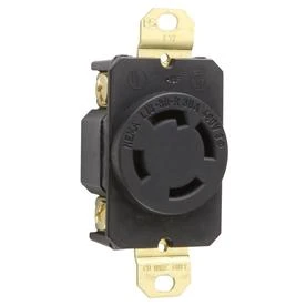 Pass & Seymour Locking Outlet, Black, Nema L6-30r, 30 Amp, 250 Volt