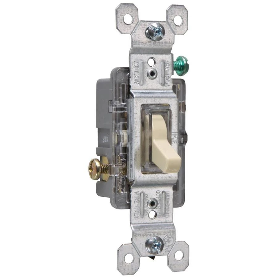 Illuminated Toggle Switch, 15-amp, 120-volt, Grounding, Ivory, Model 660islgcc10