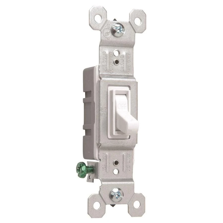 Pass & Seymour Single Pole Toggle Switch, 15-amp, 120-volt, White