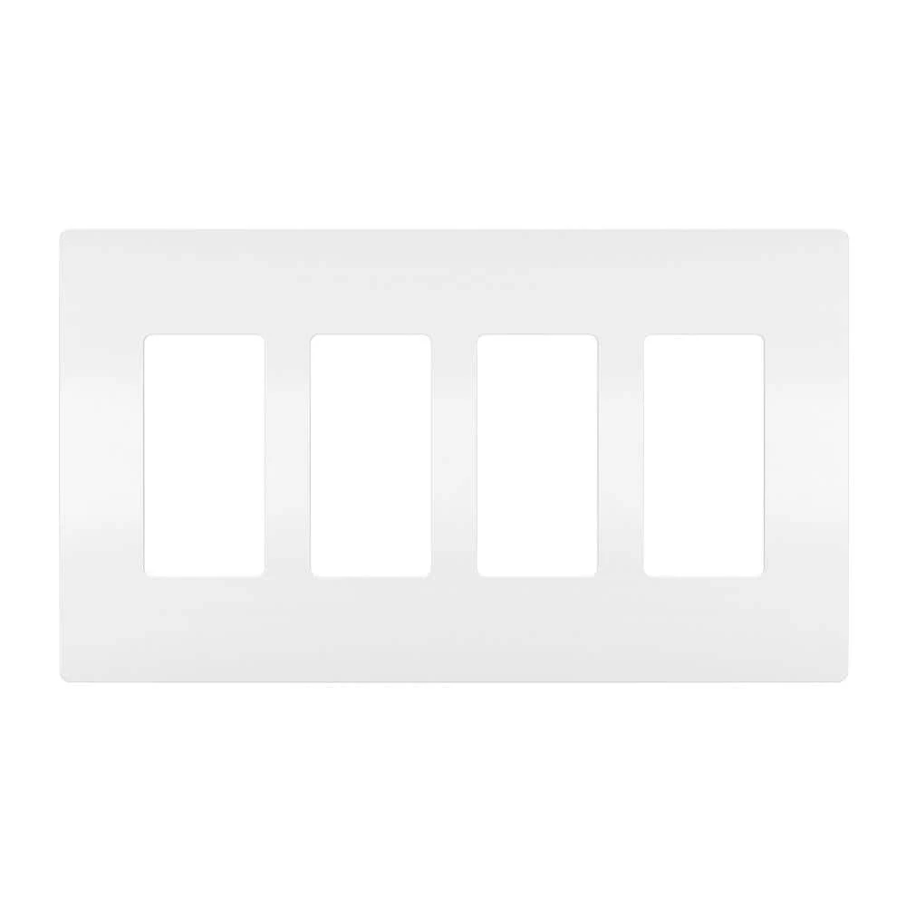 Four-Gang Screwless Wall Plate, White