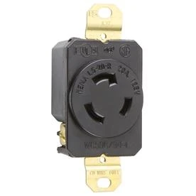 Locking Outlet, Black, Nema L5-20r, 20 Amp, 125 Volt
