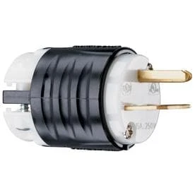 Pass and Seymour NEMA 6-15P Straight Blade Plug, 2-Pole 3-Wire Grounding, 15 Amp 250 Volt, Black and White