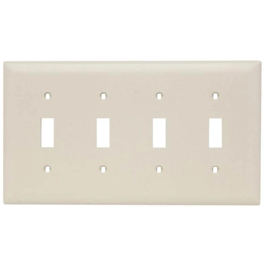 Pass and Seymour Nylon Wall Plate with Four Toggle Openings in Light Almond Finish