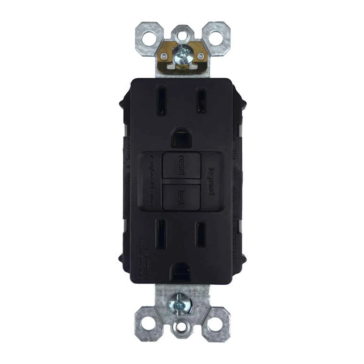 Pass & Seymour radiant Series 1597CCD12 GFCI Duplex Receptacle, Nylon, Brown, 2-Pole, 15 A, 125 VAC, Back, Side Wiring