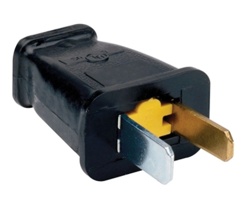 Pass and Seymour Residential Polarized Plug, 15 Amp, 125 Volt, Black